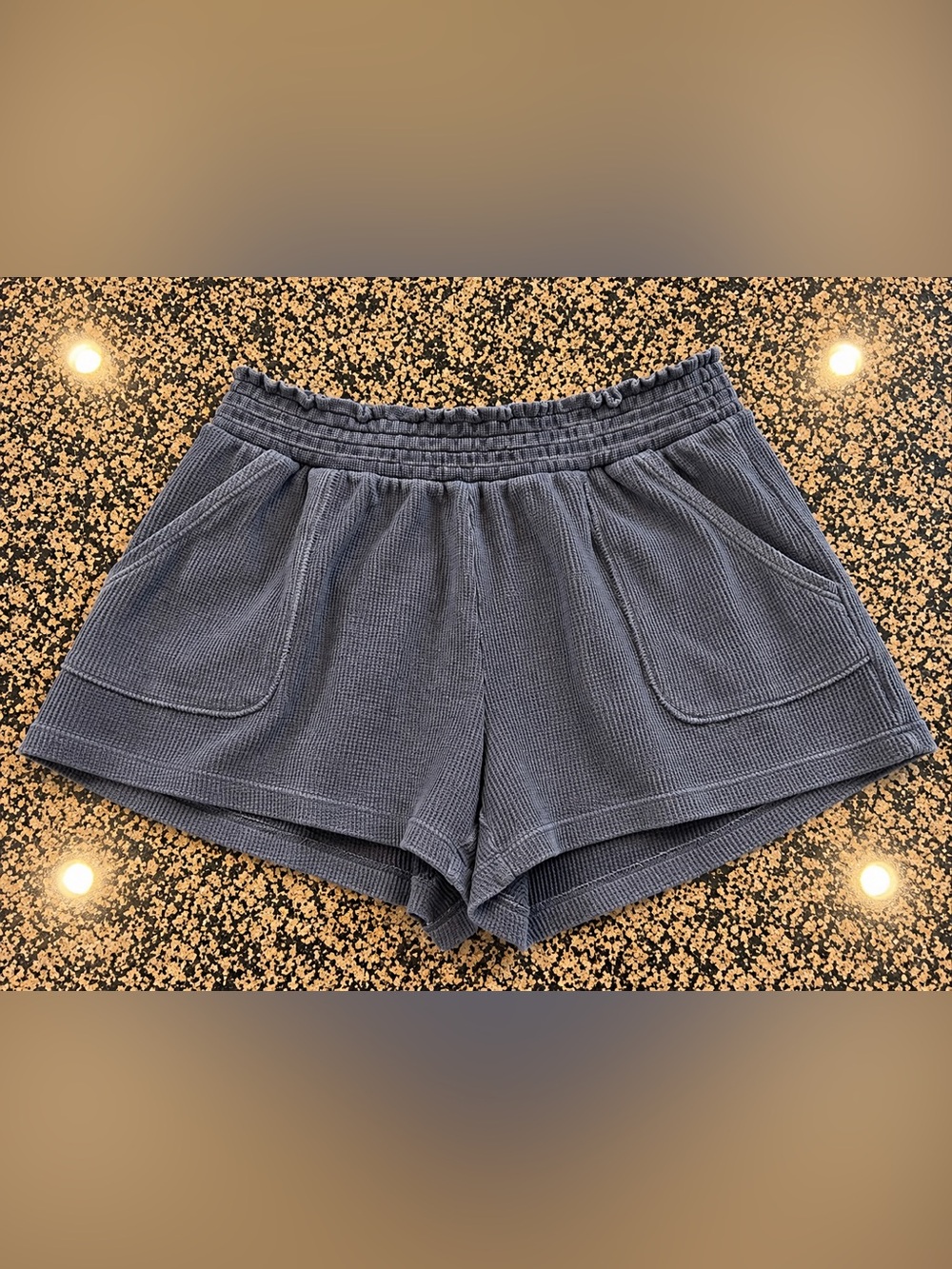 Aeropostale Women's Waffle-Knit Shorts in Slate